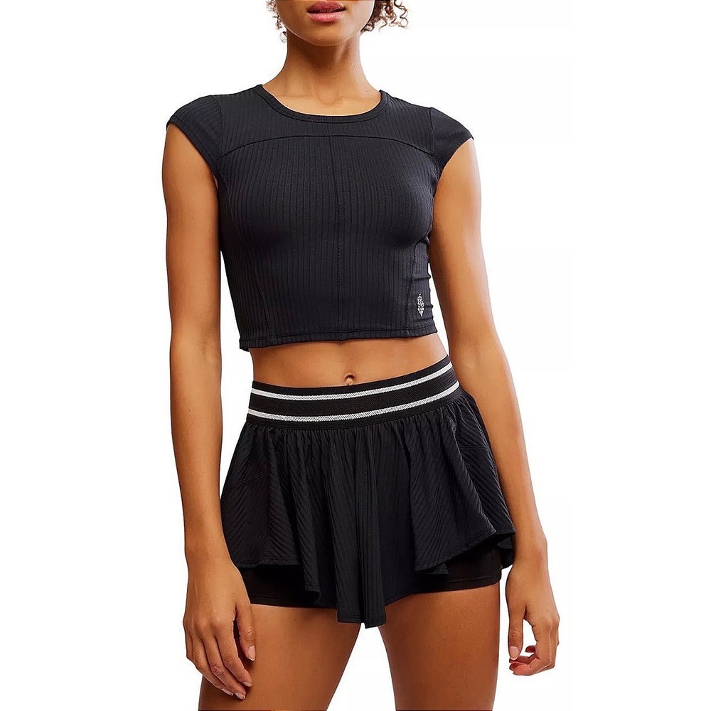 Free People x FP Movement Tempo Ribbed Baby Tee Crop Tee Yoga Athleisure Sport - Picture 2 of 10